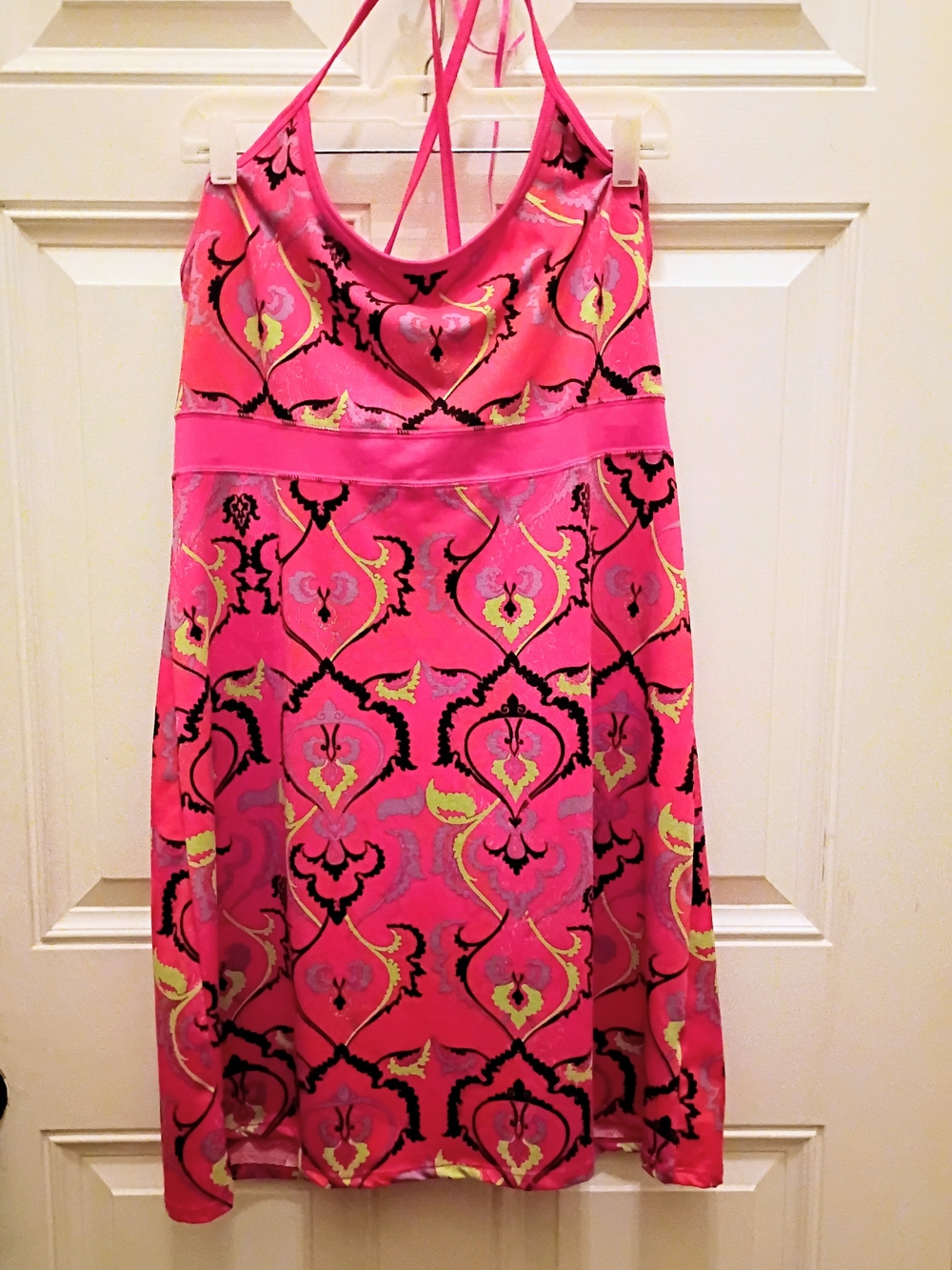 lola Pink Patterned Halter Mini Dress with Yellow & Black Accents